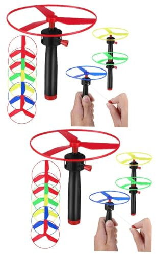 VICASKY 2 Ensembles De Câbles en Plastique Soucoupe Volante Ovni pour Enfants Tirant des Jouets De Jeu Lanceur De Soucoupe À Disque Volant Jouet De Libellule Volante Dépliant Jouet