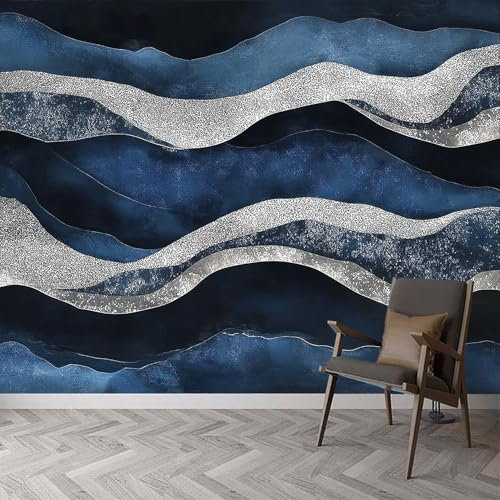 Papel pintado fotográfico con rayas onduladas de acuarela, 150 x 105 cm, tejido no tejido, impresión artística de primera calidad, papel tapiz para pared, decoración, póster, diseño de imagen