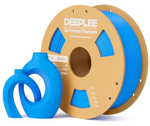 DEEPLEE Filamento PLA Basic 1.75 mm, Bobina da 1 kg Azzurro, Precisione ±0.02 mm, Avvolgimento Antiostruzione per Stampanti FDM