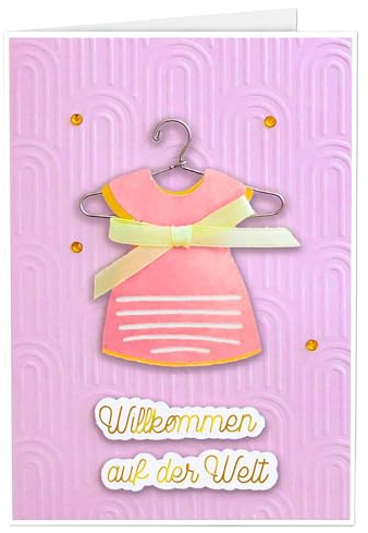 Joli Coon 3D Biglietto di nascita per ragazza - Carte fatte a mano per nascita ragazza con busta FinePaper e adesivo sigillo dorato - 17,5 x 11 cm
