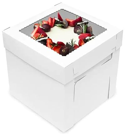 ZFQSONGZE Pack of 2 Tall 10-Inch Cake Box with Clear Display Window - Sturdy Food-Grade Cardboard for Wedding, Birthday & Celebration Cakes (Easy Assembly) (2)