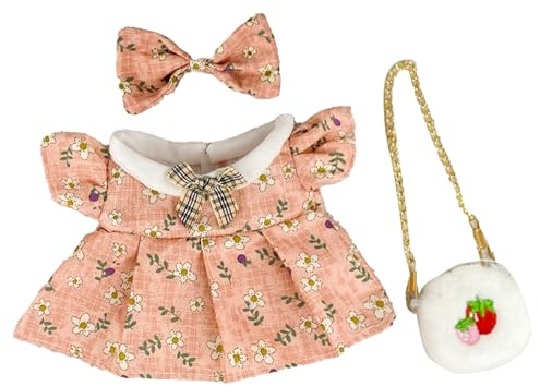 Juego de Ropa de muñeca Vestido de Princesa Floral Impresoras Floral Lindos con y Bolsa para 20 cm Baby Girl Dolls PP Algodón Soft Velvet Material