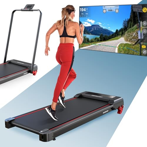 PORTENTUM Cinta de correr plegable Treadmill 8 Pro 3 niveles inclinación y mando a distancia – Caminadora electrica para casa motor silencioso 2,5 HP – Conectividad FTMS multi-APP – Walking pad 136 kg