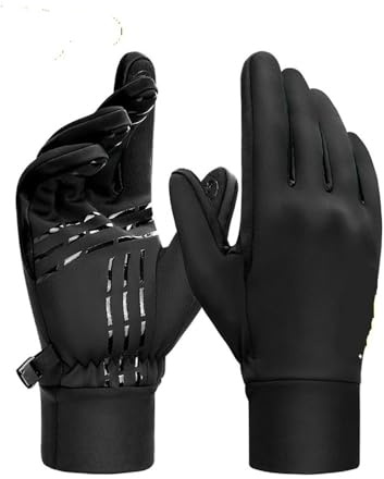 WMAMBZNDHP Guantes de Invierno for Hombre y Mujer, Guantes térmicos Forro Polar for Ciclismo, montaña con Pantalla táctil Dedos completos(Black,S)