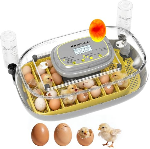 IBKINXX Incubator for Hatching Eggs-24 Egg Capacity, Automatic Egg Turner, Temperature & Humidity Control, 360° Viewing for Chicken, Duck and Quail Eggs