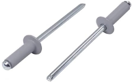 Kit rivetti ciechi verniciati grigi da 50 pezzi, rivetti pop in alluminio con mandrino in acciaio, rivetti cavi a testa tonda for progetti fai da te e hardware