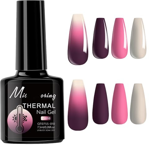 Farbwechsel UV Gel Nagellack - Langanhaltender Temperaturänderung White Pink Rosa Gellack für UV Lampe, Soak Off UV/LED Nail Art Gel Lack - Geeignet für Frauen DIY Nageldesign, 7.6 ML