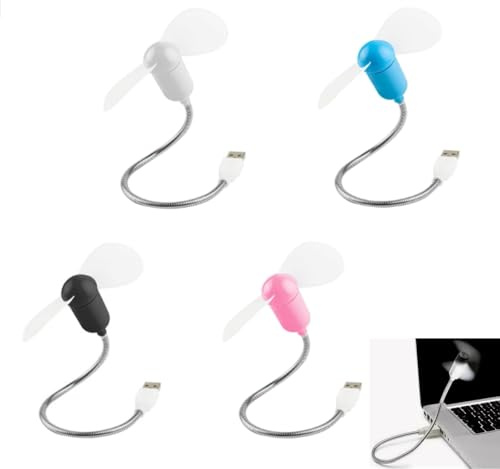 4 liten fläkt, USB-fläktar, mini USB-fläktar i metall, minifläkt, flexibel kylfläkt, tyst bärbar skrivbordsfläkt för bärbar dator
