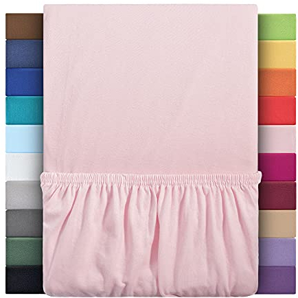 leevitex® Spannbettlaken 140x200cm - 160x200 cm | Spannbetttuch Bettlaken | 100% Jersey Baumwolle | Matratzenhöhe bis 25 cm | Öko-Tex | Rosa