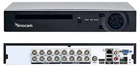 Xenocam 16CH 1080N Hybrid 5-in-1 AHD DVR (1080P NVR+1080N AHD+960H Analog+TVI+CVI) Standalone DVR CCTV Surveillance Security System Video Recorder Motion Detection HDD & Cameras not Included