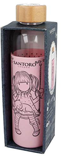 Stor gorjuss 20oz Borosilicate Glass Water Bottle with Silicone Sleeve