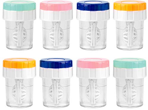 Lamoutor 8Pcs Manually Contact Lens Washer Cleaner Plastic Lens Cleaner Case Random Color