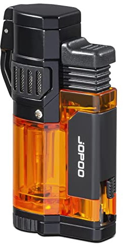 JOPOO Sturmfeuerzeug 3 Jet Flammen Feuerzeug, Outdoor Gas Nachfüllbar Jetflamme Gasfeuerzeug (Ohne Gas verkauft)