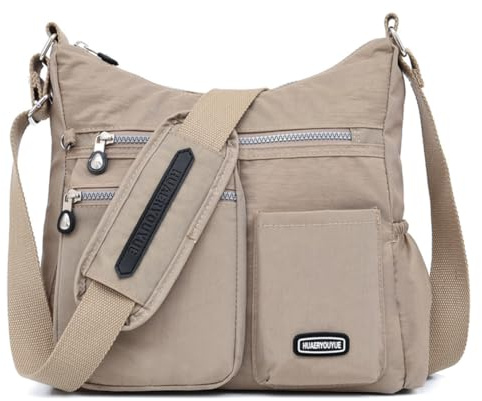 Estwell Bolso Bandolera Mujer Grande Bolso de Hombro Moda Impermeable Nailon Crossbody Bolso con Múltiples Bolsillo Casual Bolsa para Escuela Viaje Trabaja