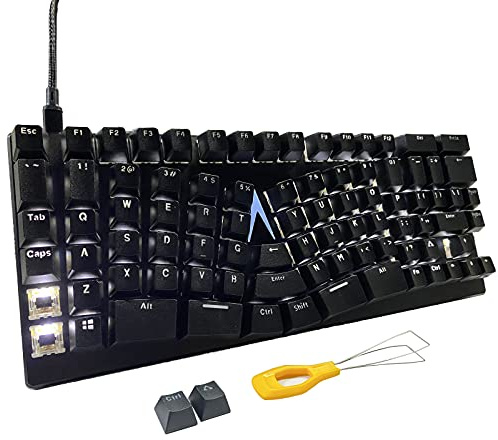 Maketheone Ergonomic Mechanical Gaming Keyboard, X-Bows Butterfly Layout Mech Keebs, USB-C Wired 80% Ergo KB with 86 Keys White Backlit for Desktop Computer PC (Lite, Gateron Black Switches)