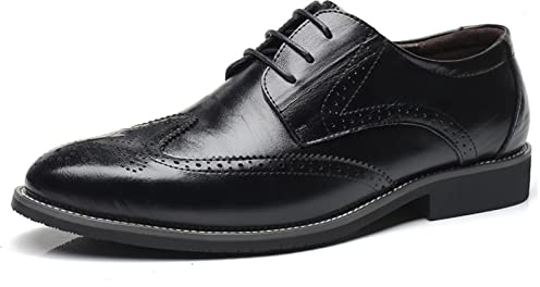 Mens Brogues Classic Oxfords Dress Shoes Formal Business Brogues Derby Lace Up Shoes for Men Black UK 10.5