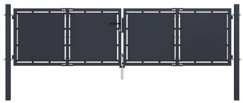 vidaXL Puerta de Jardín de Valla Cerca Patio Cancela Panel Terraza Hogar Decoración Protección Cerca de Portal de Acero Gris Antracita 300X100cm
