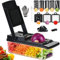 Cortador de Verdura 16 en 1, Mandolina de Cocina Profesional, Picador de Verduras con 7 Cuchillas de Acero Inoxidable, Picadora Manual Rallador de Verduras para Patatas,Cebolla,Tomates,Ajo (Negro)