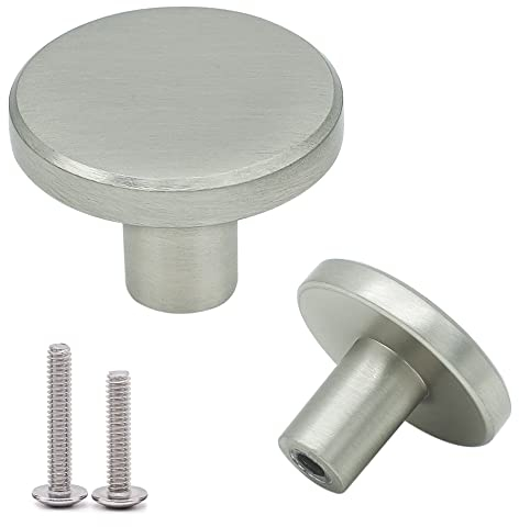 Vandicka 4er-Set Matt Silberne Möbelknöpfe, Türknauf, Schrankknöpfe, Schubladengriffe – Runde Knöpfe und Griffe aus Gebürstetem Nickel für Schrank, Kommode, Garderobe
