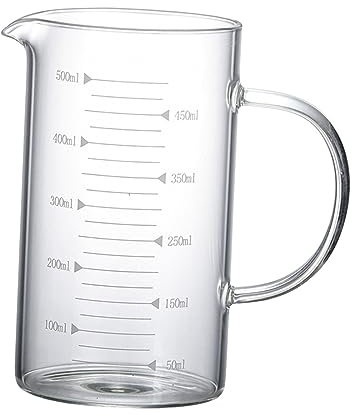 LOVIVER Jarras medidoras Taza medidora Hogar Transparente con báscula Jarra de Agua con báscula Vaso de Vidrio con báscula para, Bebidas, Regalos de, 500 mL