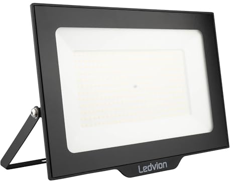 Ledvion LED Strahler, inkl. 0,5M Kabel, 200 Watt Osram LED Strahler, 4000K Weitstrahl, 24000 Lumen Arbeitslicht, Außen Strahler IP65 wasserdicht, Weitstrahl mit Schnellkupplung