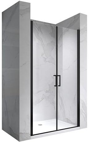 i-flair Duschtür Lara in Schwarz 98x180 cm Verstellbereich von 98-101 cm, Höhe: 180 cm, Duschabtrennung aus 6 mm durchsichtigem Nano-ESG Sicherheitsglas und Edelstahlgriffe - NC Black