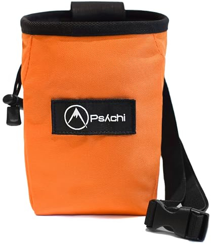 Psychi OG Chalk Bag with Storage Pocket and Waist Starp For Rock Climbing Bouldering (Orange)