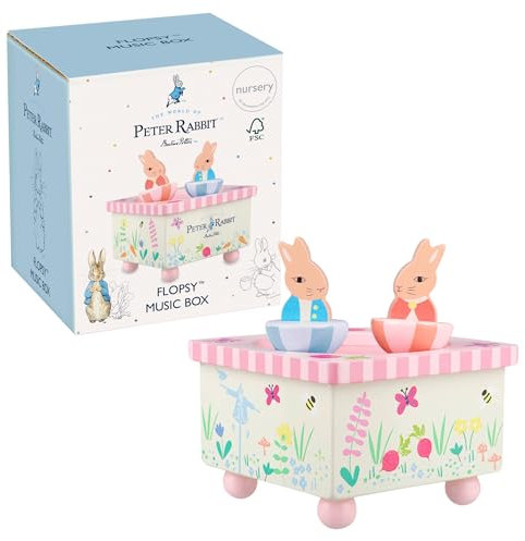 Orange Tree Toys Peter Rabbit Toys - Flopsy Wooden Music Box, Musical Toys, Toddler - Perfect Baby Gifts for Nursery, Early Development & Activity Toys - Official Licensed Peter Rabbit Gifts