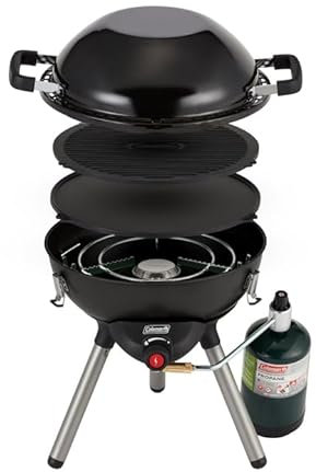 Coleman 4-in-1 Portable Propane Grill with 4 Cooking Attachments, Grill/Stove/Griddle/Wok with 7000 BTUs of Power for Grilling, Tailgating, Camping, BBQ, & More