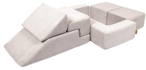 MEOWBABY Modulares Sofa für Kinder - Weiche Schaumstoffbausteine zum Spielen, Cord, Ecru