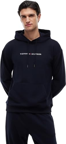 Tommy Hilfiger Uomo Felpa con Cappuccio, Blu (Desert Sky), S
