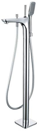 HTTGDGDH Bathtub Faucet Free Standing, Waterfall Bathtub Floor Standing Faucet Tap Solid Brass Bathroom Bathtub Mixer Faucet with Hand Shower and Shower Hose,Chrome（Chrome）