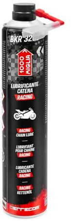 ERRECOM 1000 Miglia BKR 3203 Lubrificante Catena Moto Racing Alte Prestazioni, Resiste a Velocità Elevate Lunghe Distanze, Getto senza Schizzi, con Huggie System+Prolunga a 90°, Bombola Aerosol 750ml
