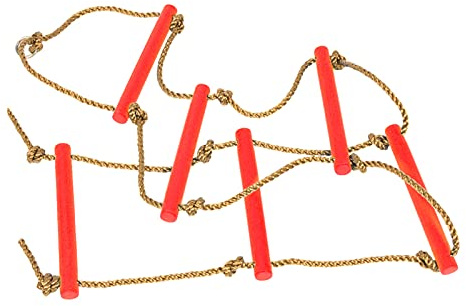 KIMISS Attrezzatura per Esercizi Giocattolo con Scala di Corda da Arrampicata per Bambini + Set da Gioco all'aperto + Giocattolo con Scala per Bambini (Rosso)