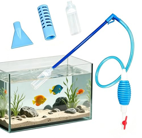 Mulmsugare akvarium 1,7 m akvarium vattenbyte med 3 tillbehör blå | Multifunktionell fisktank spenen och rengöringsset, manuellt vattenbyte och sandrengöring, säker för fiskar