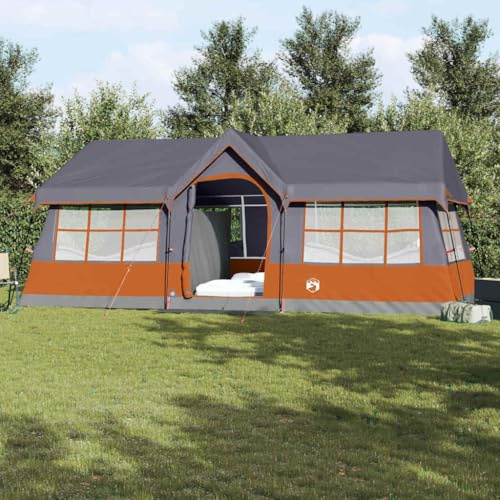 Ordellia Tienda de campaña familiar con techo gris y naranja, 622 x 295 x 238 cm, impermeable, con varillas estables, mosquitera y antesala, ideal para camping, exteriores, festivales y senderismo
