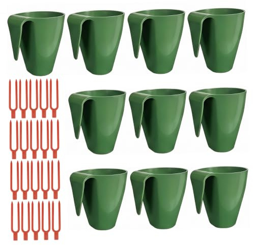 Sjfbebsy Jordgubbsodlingskoppar, 10-pack med 20 gafflar växtbehållare i plast för bär, S