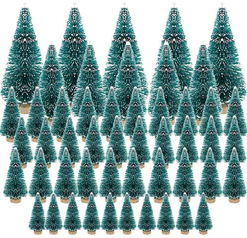 (3.5/4.5/6.5/8.5cm) 50Pcs Mini Weihnachtsbaum Tannenbaum Künstlicher Christbaum Tisch Tannenbaum Klein Miniatur Tanne mit Schnee-Effek Grün Weihnachtsdeko Weihnachten Tischdeko Basteln Schaufenster