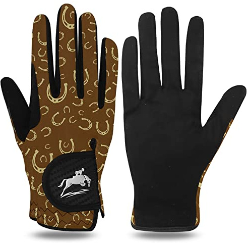 Gants d'équitation extensibles pour femme, gants d'équitation pour jeunes filles, antidérapants, respirants, légers, parfaits pour le cyclisme, le jardinage, toutes les saisons (marron, S)