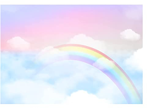 WallArena - Vlies Fototapete Kinderzimmer 416x290 cm Regenbogen Himmel Wolken Mädchen Kinder Kindertapete - Fototapeten Tapeten für Kinder Kindertapete - Vliestapete Wandtapete Tapete 3D Effekt