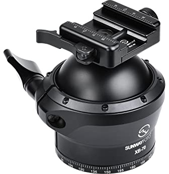 SUNWAYFOTO XB-70 - Cabeza esférica de 70 mm para trípode de caza, carga de 88 libras (40 kg)