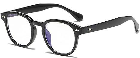 LHSDMOAT Occhiali Anti Luce Blu Uomo e Donna - Modello Rotondo Stile Depp con Filtro Protezione 100% - Ideali per Computer, Gaming e Lavoro al PC - Blocco Luce Blu