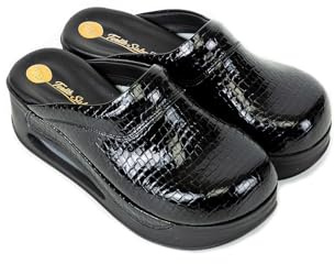 Terlik Sabo Air ST845 Leather Womens Clogs Mules Slippers Sabot Shoes, Black Textured, EU 42, UK 8