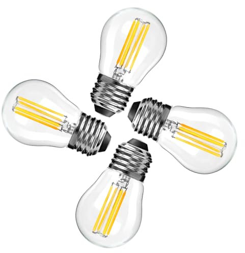 LangPlus+ Lampadina LED Edison E27 a vite, Lampadina LED in vetro dimmerabile G45 da 6W, Equivalente a 60W, 2700K Luce caldo, Lampadina per pallina da golf, per lampada da tavolo, Confezione da 4