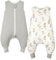 WYTbaby Schlafsack mit Füßen 1.0 Tog 2er Pack Baby Schlafsack 100% Baumwolle Ärmellose Ganzjahres Schlafsack mit Beinen für Jungen Und Mädchen,Fantasy Bär + Grau 80 cm (2er Pack)