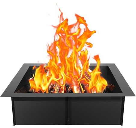VEVOR Fire Pit Ring, 36x36 in Outer/30x30 in Inner Diameter, 10inch Height Square Fire Pit Insert, Heavy Duty Carbon Steel Liner DIY Campfire Ring above or In-Ground, for Outdoor Camping, Bonfires