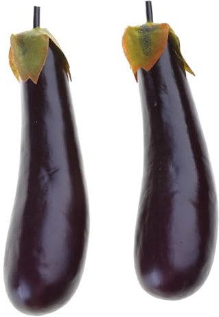 AOYUDJ Künstliche Auberginen aus weichem Polyurethan, künstliche Auberginen, Kunstgemüse, Fotografie-Requisiten, Ornament, 2 Stück