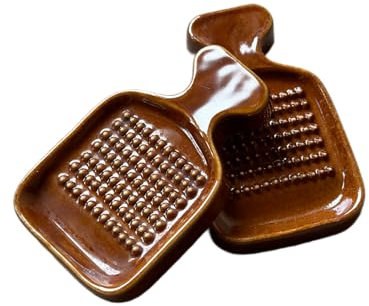 Lot de 2 râpes à gingembre Wasabi fabriquées au Japon (marron minoyaki)