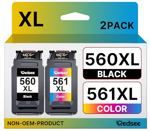 Redsee 560 XL 561 XL Cartuchos de Tinta Compatible Cartucho Tinta para Canon 560 y 561 XL PG-560XL CL-561XL para Canon Pixma TS7450 TS7451 TS5350 TS5351 TS5352 TS5353 (Negra y Color)