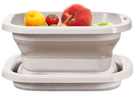 Colander for Kitchen, Folding Bowl Strainers, Double Layer Drain Basket, Compact Food Prep Container for Spaghetti, Vegetables, Fruits, Pâtes, Salad, 9,84 x 8,66 x 3,94 Inches